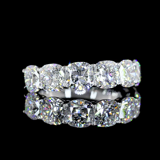 [EB14WHFSCB500P] 5.03 Cts 14k White Gold Square Cushion Brilliant Shape Half Eternity Eternity Band