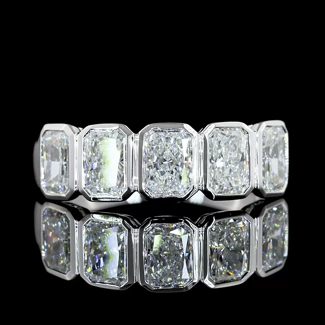 2.11 Cts 14k White Gold Radiant Shape 5 Stones Eternity Band