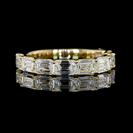 [EB14YHFEM200PEW] 1.95 Cts 14k Yellow Gold Emerald Shape Half Eternity Eternity Band