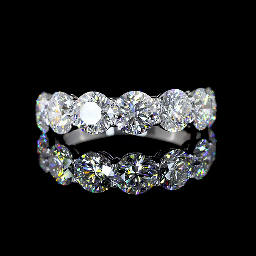 [EB14W7RD400P] 4.02 Cts 14k White Gold Round Shape 7 Stones Eternity Band