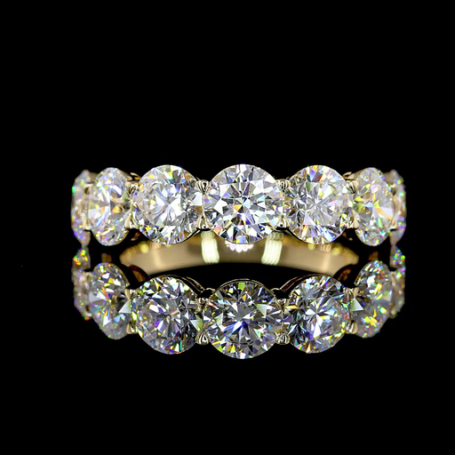 [EB14YHFRD400P] 3.92 Cts 14k Yellow Gold Round Shape Half Eternity Eternity Band