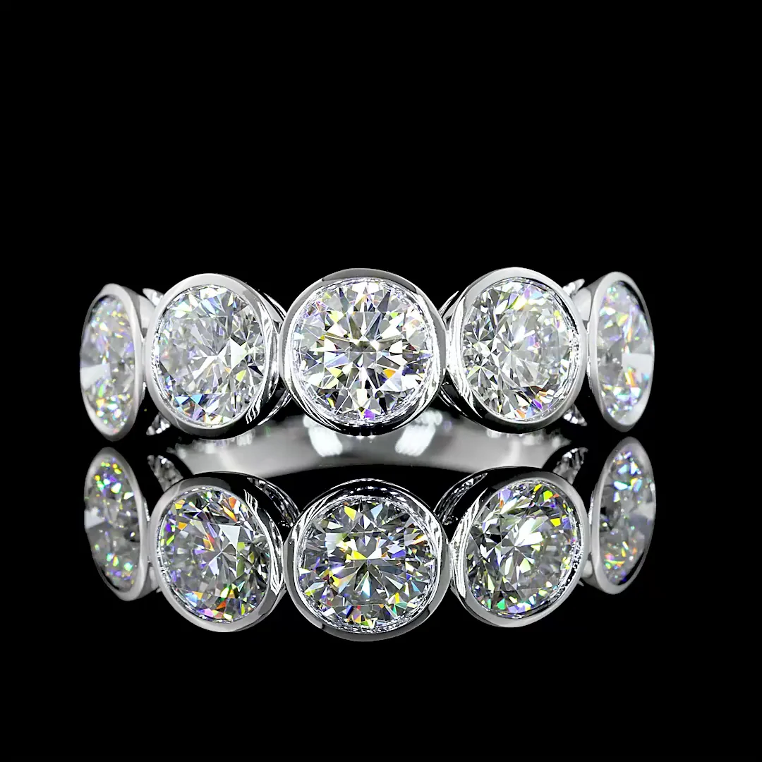 2.96 Cts 14k White Gold Round Shape 5 Stones Eternity Band