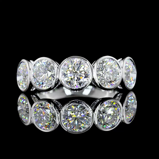 [EB14W5RD300B] 2.96 Cts 14k White Gold Round Shape 5 Stones Eternity Band