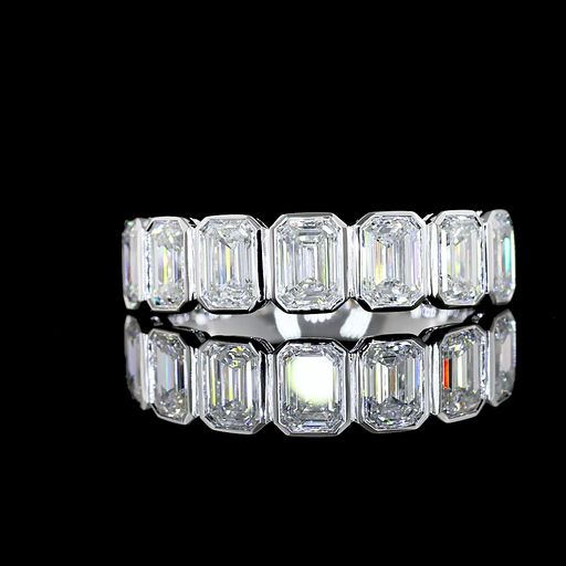 [EB14WHFEM200BNS] 1.91 Cts 14k White Gold Emerald Shape Half Eternity Eternity Band