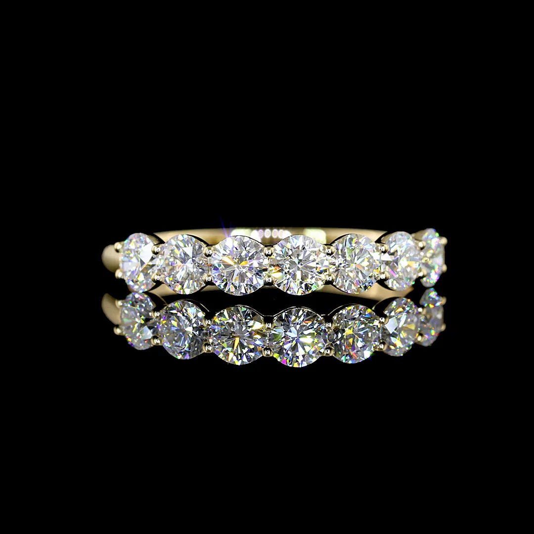 0.94 Cts 14k Yellow Gold Round Shape 7 Stones Eternity Band