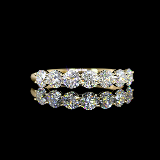 [EB14Y7RD100P] 0.94 Cts 14k Yellow Gold Round Shape 7 Stones Eternity Band