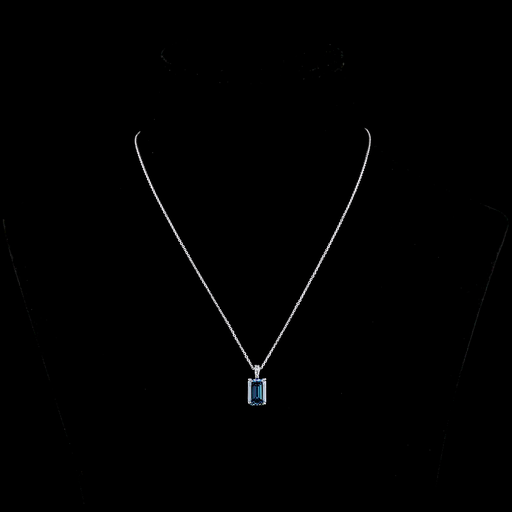 [PD14WEMFVB350PEW] 3.54 Cts 14k White Gold Emerald Shape Pendant Pendant