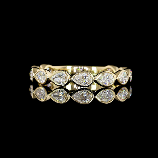 [EB14Y3/4PS75BEW] 0.83 Cts 14k Yellow Gold Pear Shape 3/4 Band Eternity Band