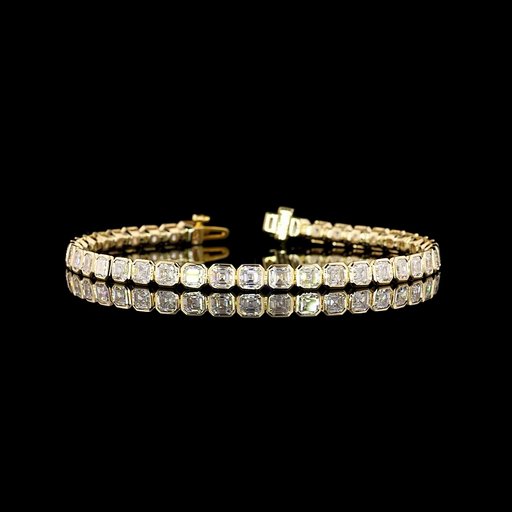 [BC14YTSAS800B] 8.22 Cts 14k Yellow Gold Asscher Shape Tennis Bracelet
