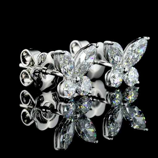 [ER14WSDMQ100P] 1.2 Cts 14k White Gold Marquise Shape Studs Earring