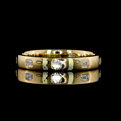 [EB14Y3/4EM35FEW] 0.36 Cts 14k Yellow Gold Emerald Shape 3/4 Band Eternity Band