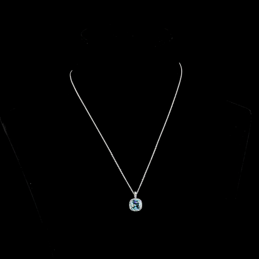 [PD14WHMOCUFVB300PEW] 2.95 Cts 14k White Gold Cushion Modified Shape Halo Pendant
