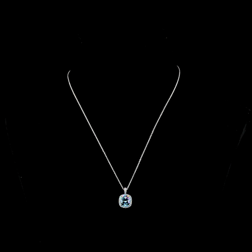 [PD14WHMOCUFVB350PEW] 3.46 Cts 14k White Gold Cushion Modified Shape Halo Pendant