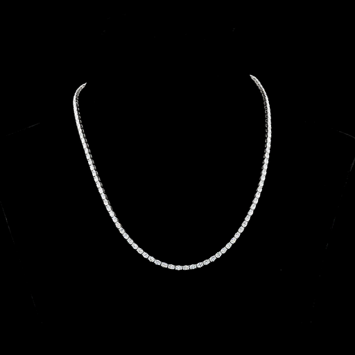 [NK14WTSOV950PEW] 9.89 Cts 14k White Gold Oval Shape Tennis Necklace