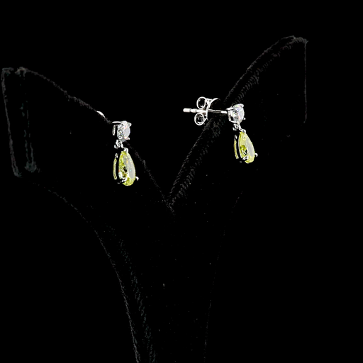 [ER14WHNPSFVY150PEW] 1.54 Cts 14k White Gold Pear Shape Hanging Earring