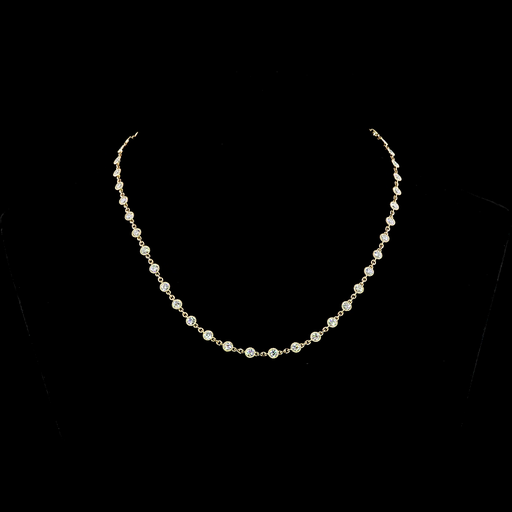 [NK14YSTRD550B] 5.88 Cts 14k Yellow Gold Round Shape Station Necklace
