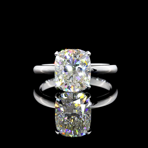 [RG14WSOMOCU250PNS] 2.73 Cts 14k White Gold Cushion Modified Shape Solitaire Ring