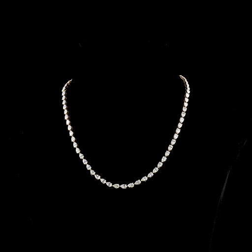 [NK18YTSPS1550PEW] 16.67 Cts 18k Yellow Gold Pear Shape Tennis Necklace