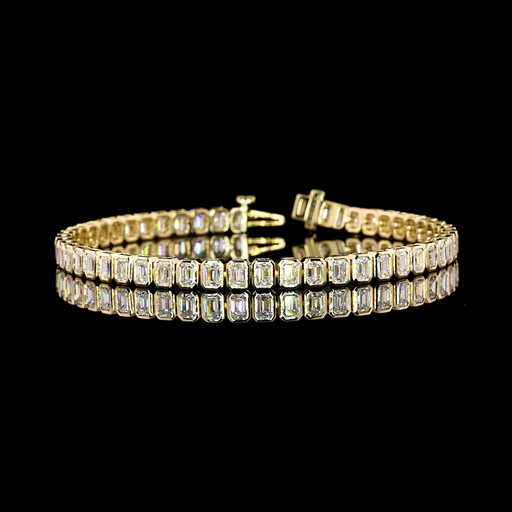 [BC14YTSEM600BNS] 6.12 Cts 14k Yellow Gold Emerald Shape Tennis Bracelet