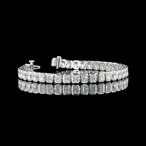 [BC14WTSRAD1100BNS] 11.15 Cts 14k White Gold Radiant Shape Tennis Bracelet