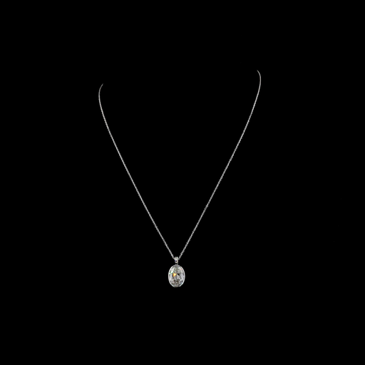 [PD14WANOV350BEW] 3.48 Cts 14k White Gold Antique Oval Shape Pendant Pendant