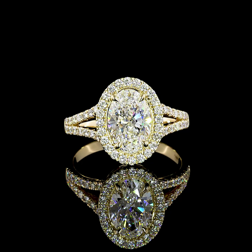 [RG14YSSOV200PNS] 2.02 Cts 14k Yellow Gold Oval Shape Split Shank Ring