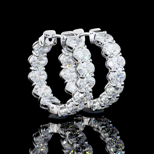 [ER18WHGOV500PNS] 5.16 Cts 18k White Gold Oval Shape Huggies Earring
