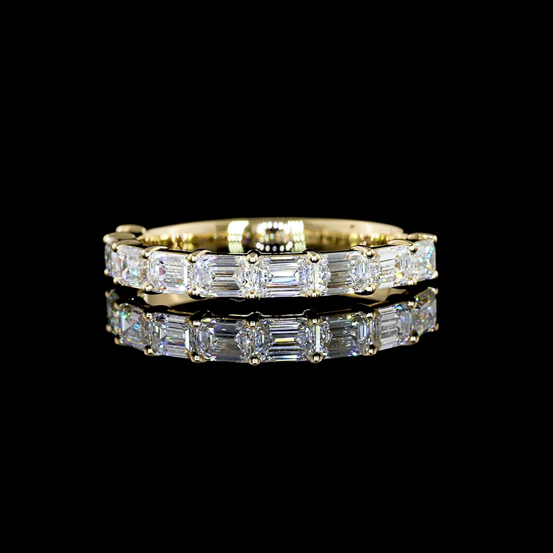 0.86 Cts 14k Yellow Gold Emerald Shape Half Eternity Eternity Band