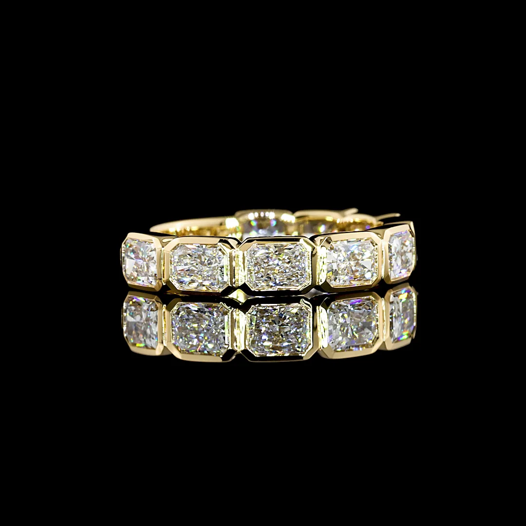 2.22 Cts 18k Yellow Gold Radiant Shape 3/4 Band Eternity Band