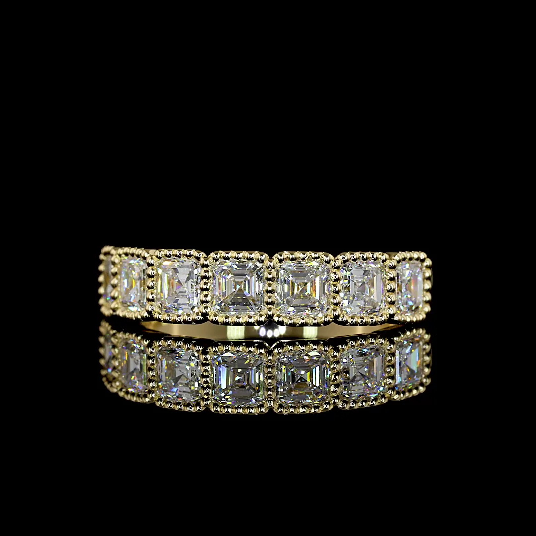1.45 Cts 14k Yellow Gold Asscher Shape 7 Stones Eternity Band