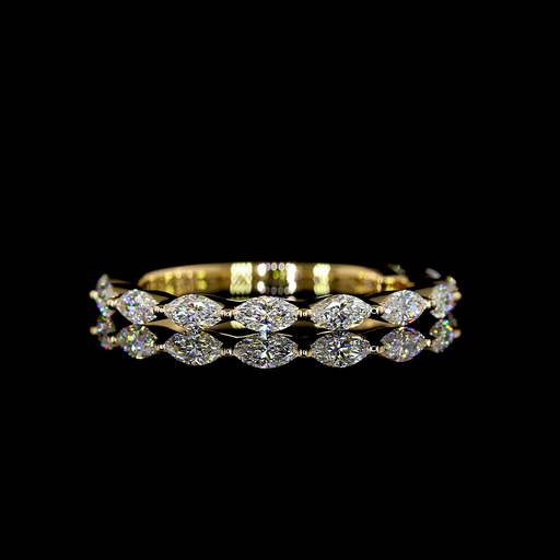 [EB18Y45750MQ70PEW] 0.71 Cts 18k Yellow Gold Marquise Shape 3/4 Band Eternity Band