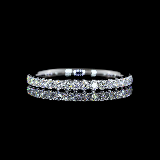 [EB14WHFRD30UP] 0.34 Cts 14k White Gold Round Shape Half Eternity Eternity Band
