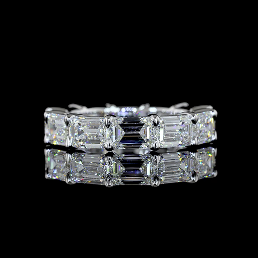 [EB14WEM600PEW] 6.36 Cts 14k White Gold Emerald Shape Eternity Band Eternity Band