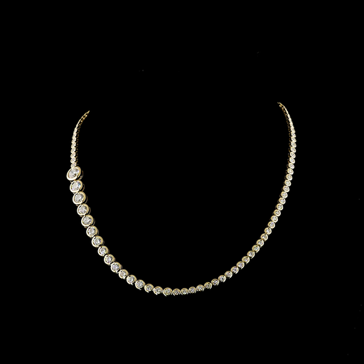 [NK14YRVRD950B] 10.06 Cts 14k Yellow Gold Round Shape Riviera Necklace