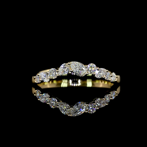 [EB14Y3/430PIN] 0.33 Cts 14k Yellow Gold Mix Shape 3/4 Band Eternity Band