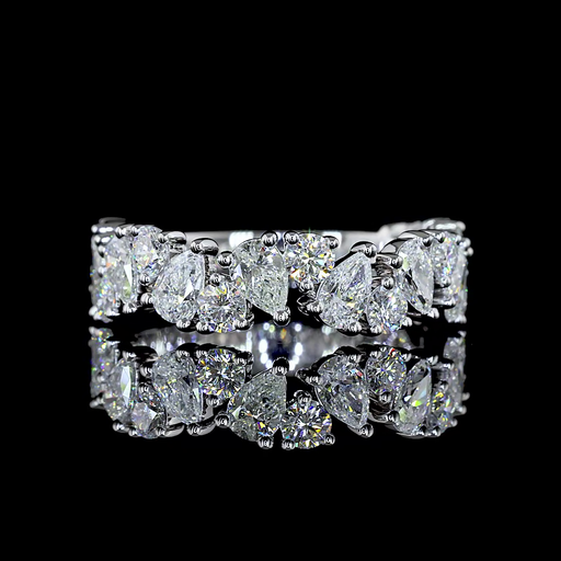 [EB14W3/4150PIN] 1.61 Cts 14k White Gold Mix Shape 3/4 Band Eternity Band