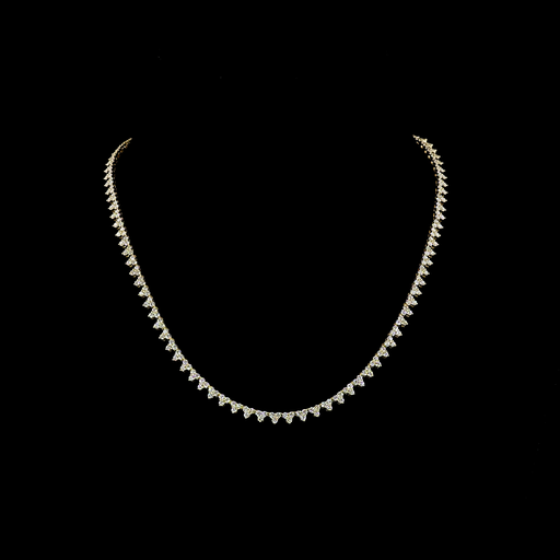 [NK14YTSRD600P] 6.16 Cts 14k Yellow Gold Round Shape Tennis Necklace