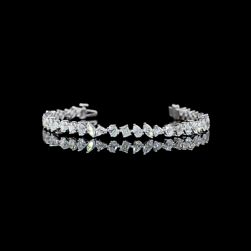 [BC14WST550PIN] 5.91 Cts 14k White Gold Mix Shape Station Bracelet