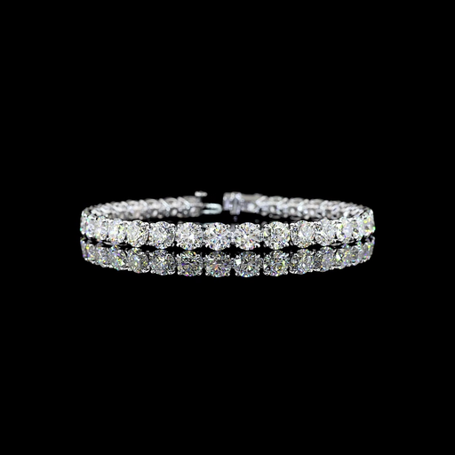 [BC14WRD1550P] 34.31 Cts 14k White Gold Round Shape Tennis Bracelet
