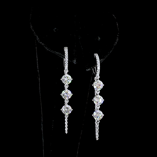 [ER14WHNRD300RDP] 3.13 Cts 14k White Gold Round Shape Hanging Earring