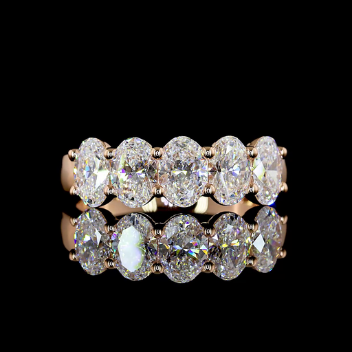 [EB14R5OV200PNS] 2.1 Cts 14k Rose Gold Oval Shape 5 Stones Eternity Band