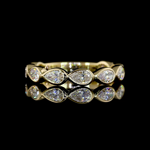 [EB14Y45750PS70BEW] 0.72 Cts 14k Yellow Gold Pear Shape 3/4 Band Eternity Band