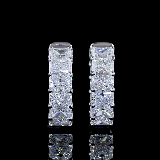 [ER14WHGRAD200PEW] 2.3 Cts 14k White Gold Radiant Shape Huggies Earring