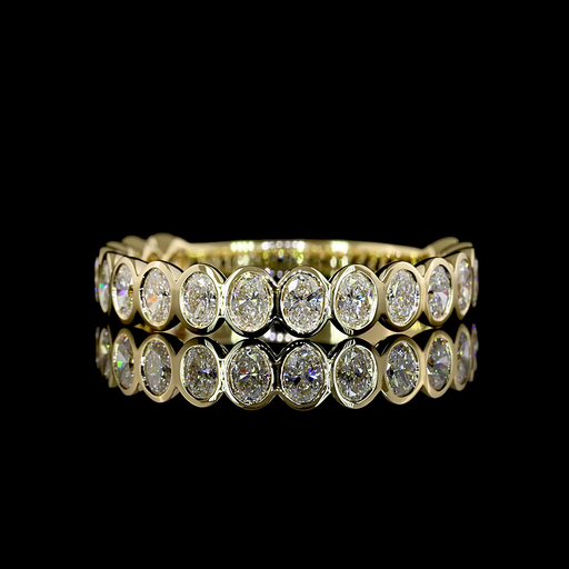 [EB14Y45750OV90BNS] 0.97 Cts 14k Yellow Gold Oval Shape 3/4 Band Eternity Band