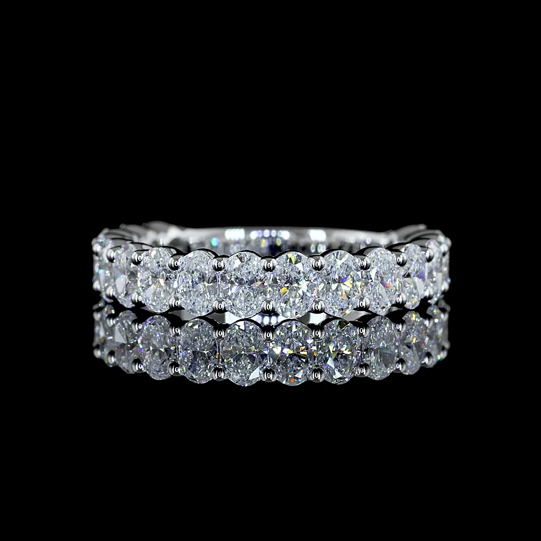 1.65 Cts 18k White Gold Oval Shape 3/4 Band Eternity Band