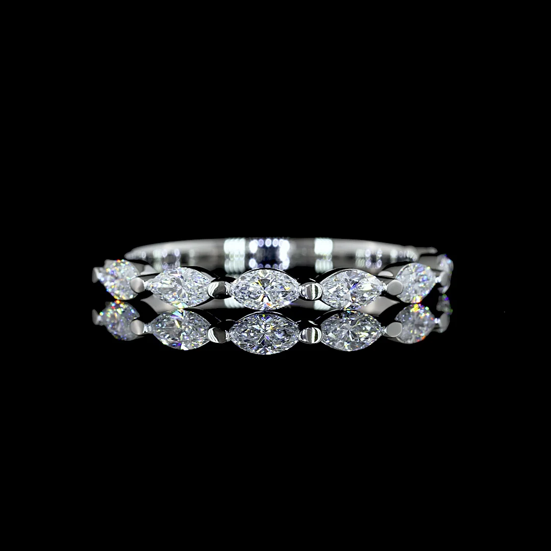 0.59 Cts Platinum Marquise Shape Half Eternity Eternity Band