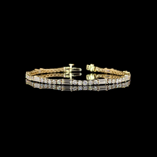 [BC14WSLTBAG450RDPEW] 4.98 Cts 14k White Gold Baguette Shape Station Line Tennis Bracelet