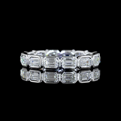 [EB14WEM100BEW] 1.37 Cts 14k White Gold Emerald Shape Eternity Band Eternity Band