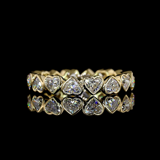 [EB14YHS200BNS] 2.23 Cts 14k Yellow Gold Heart Shape Eternity Band Eternity Band