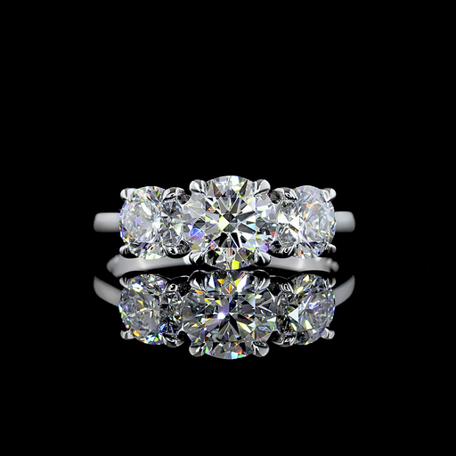 [RG14W3RD175P] 1.99 Cts 14k White Gold Round Shape 3 Stones Ring